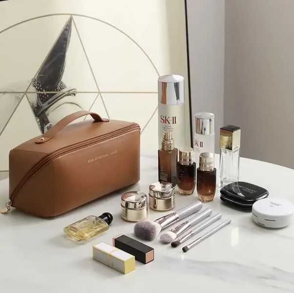 Косметичка MAKE UP BAG Brown для зберігання косметичних засобів у стильному дизайні 0790 фото