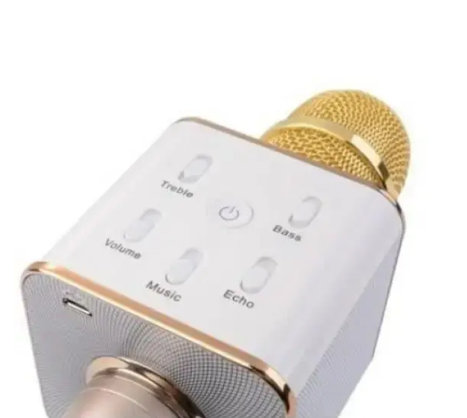 Портативний бездротовий караоке Мікрофон Q-7 Wireless GOLD із вбудованою колонкою, Золотистий 0187 фото