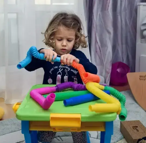 Пластиковые эластичные трубки Fidget Pop Tube 12 шт, сенсорная антистресс игрушка для детей 0568 фото